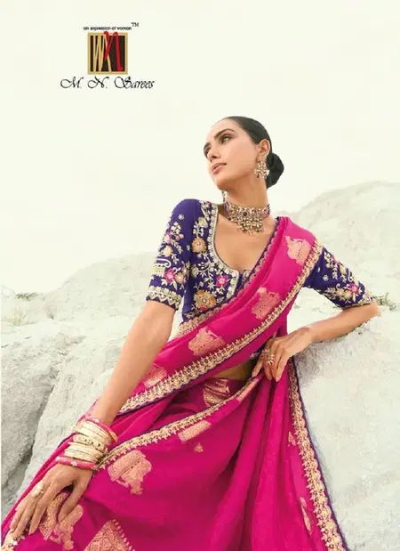 Shahi Poshak Vol 7 By M.N Organza Viscose Satin Saree Online Wholesale